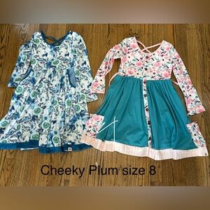 cheeky plum Girls' Teal & Pink Floral Mix-Matched Long Sleeve Dress